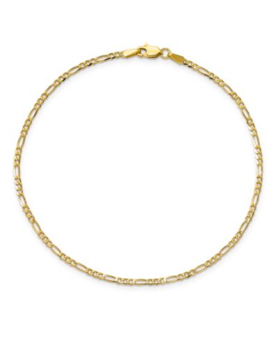 Flat Figaro Chain Ankle Bracelet in 14k Yellow Gold