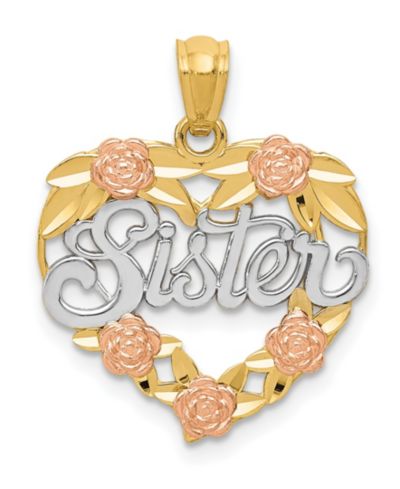 Подвеска Sister Heart из 14k Yellow Rose Gold и родия