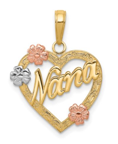 Подвеска Nana Heart and Flowers в 14k White, Yellow and Rose Gold
