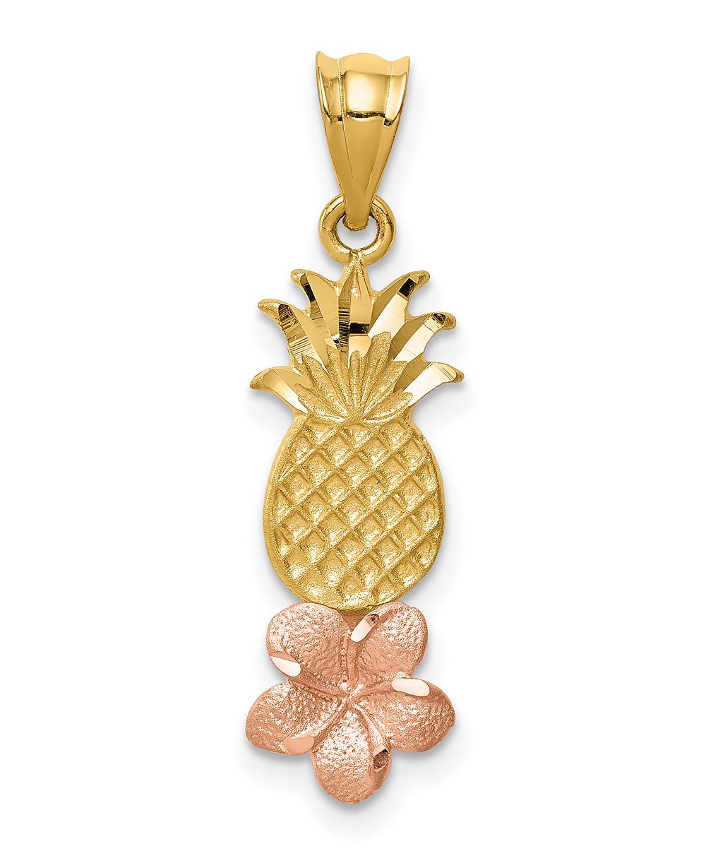 Подвеска Pineapple With Plumeria 14k Yellow and Rose Gold