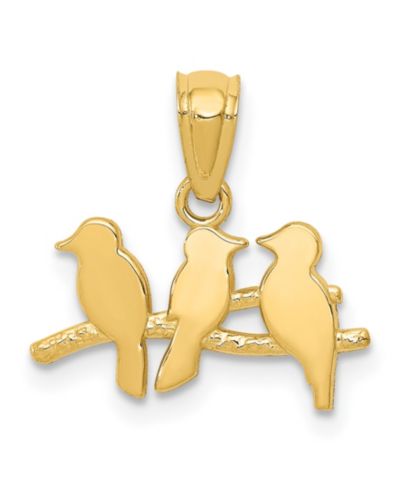 Подвеска Three Birds on Tree из желтого золота 14k