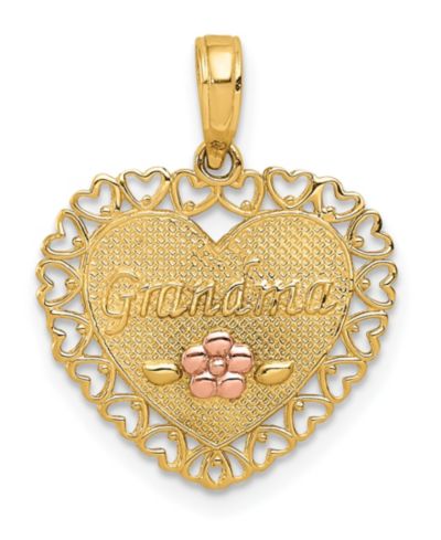 Подвеска в форме сердца Grandma Heart из желтого и розового золота 14k