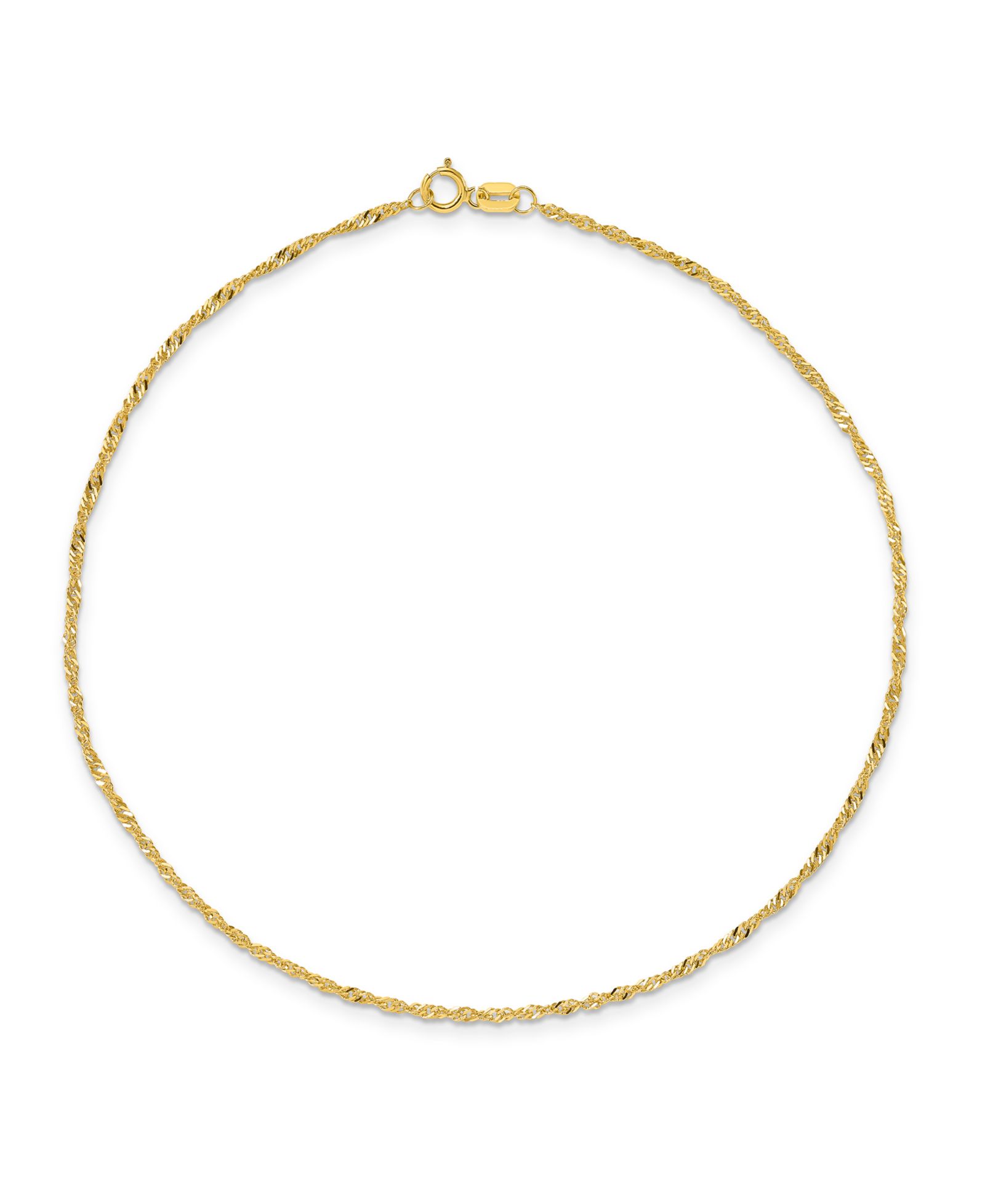 Singapore Chain Anklet in 14k Yellow Gold