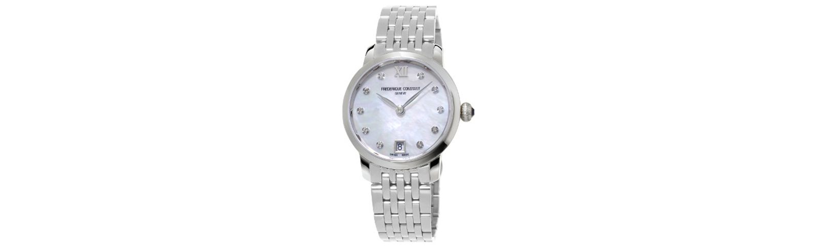 Женские часы Frederique Constant Swiss Slimline Diamond (1/20 ct. t.w.) Stainless Steel Bracelet 30mm
