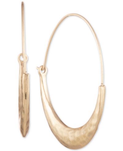 lonna & lilly Серьги-кольца с молотковым узором, Gold-Tone, 1-5/8"