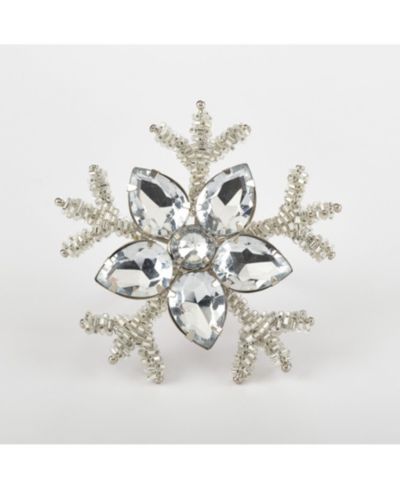 Saro Lifestyle Napkin Ring Collection Snowflake Design Napkin Ring, Set of 4