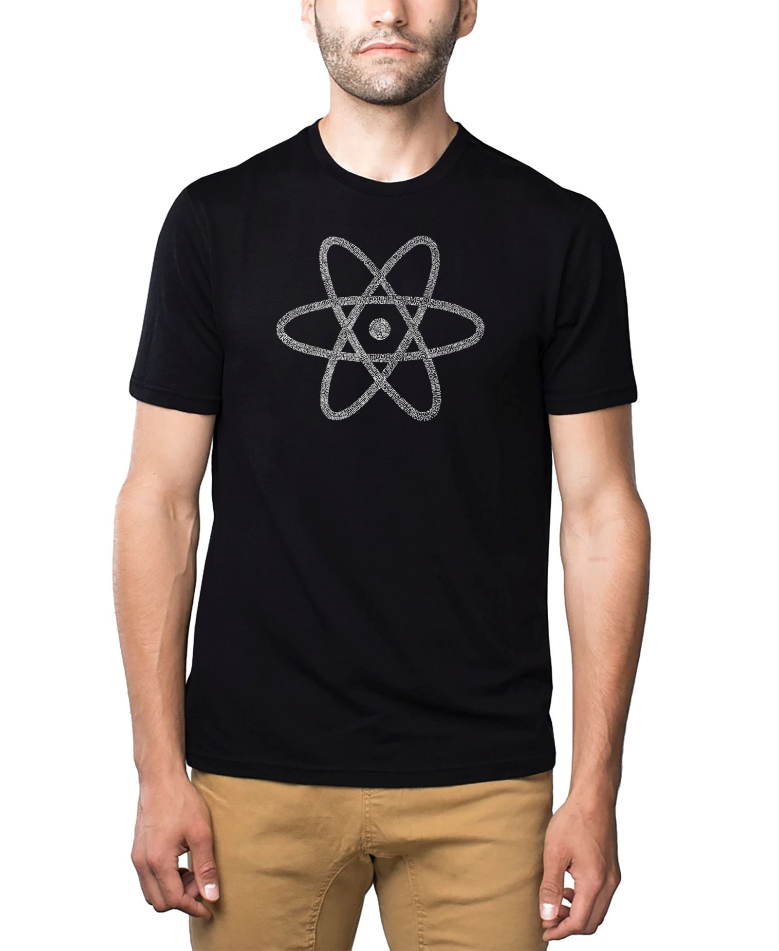 LA Pop Art Men's Cotton/Poly Blend Word Art T-Shirt - Atom