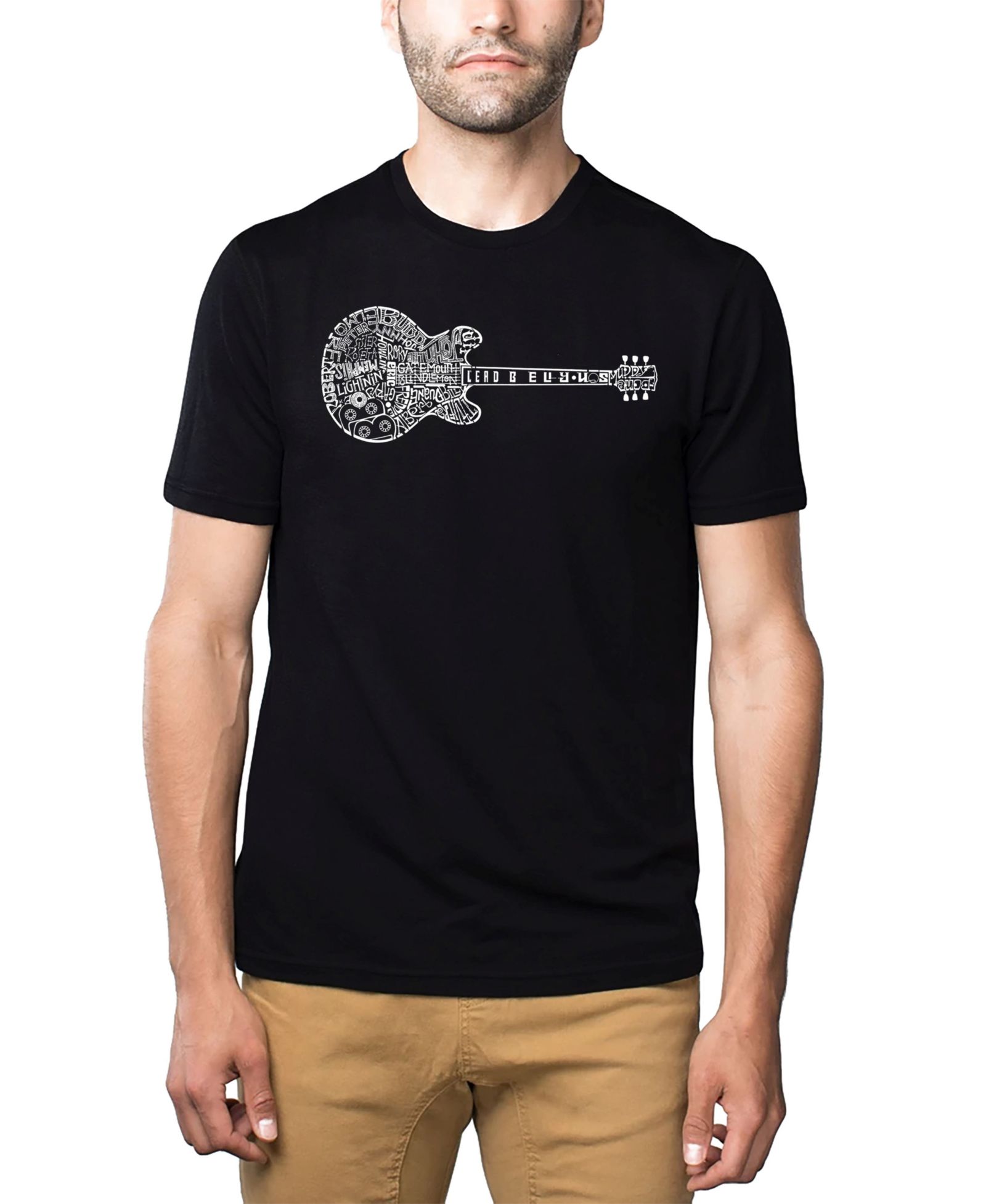 Футболка LA Pop Art Men's Cotton/Poly Blend Word Art Blues Legends Guitar
