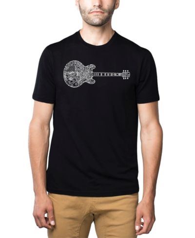 LA Pop Art Men's Cotton/Poly Blend Word Art T-Shirt - Blues Legends Guitar