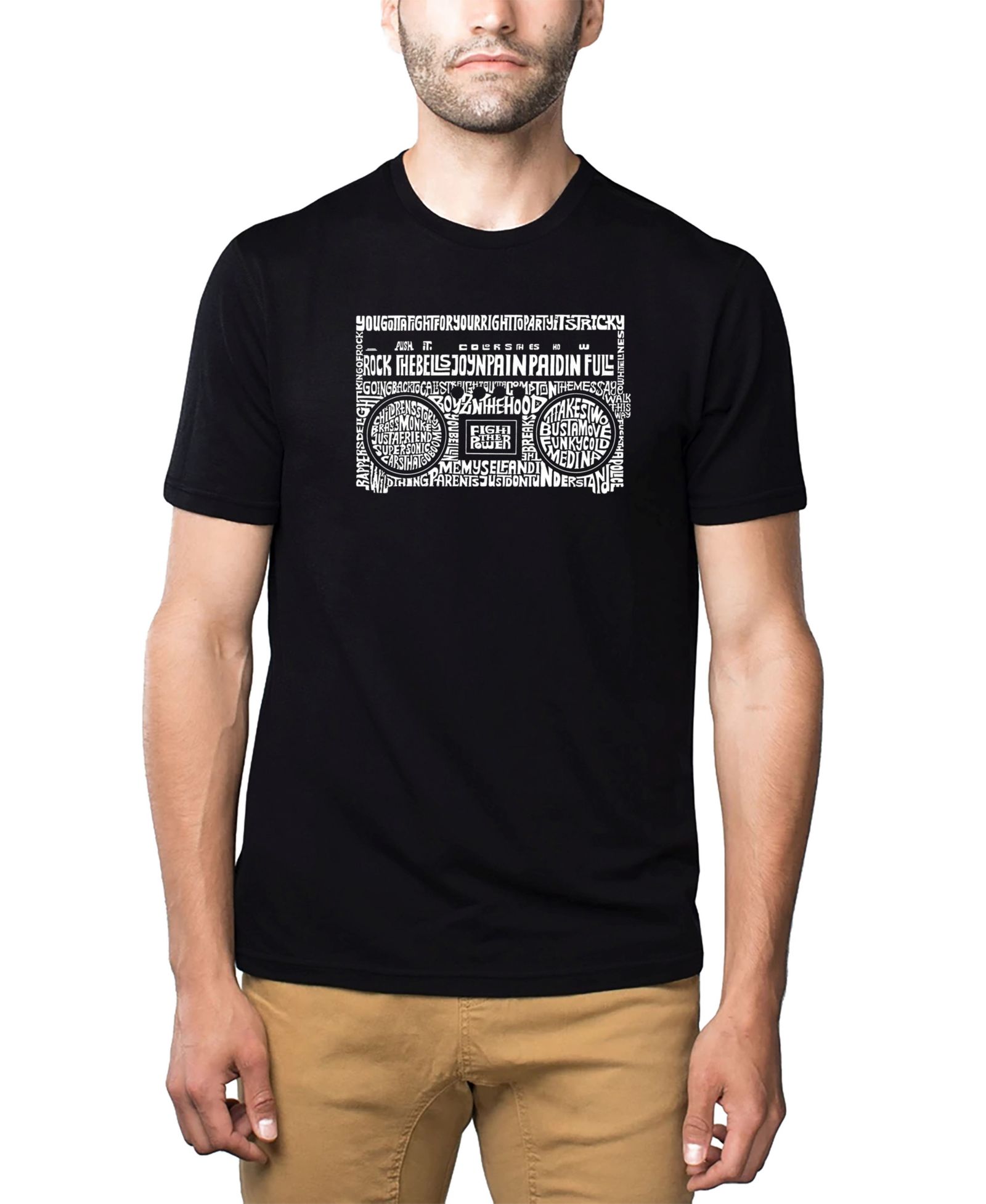 Мужская футболка LA Pop Art из смеси хлопка и полиэстера, Boombox Greatest Rap Hits of The 1980's