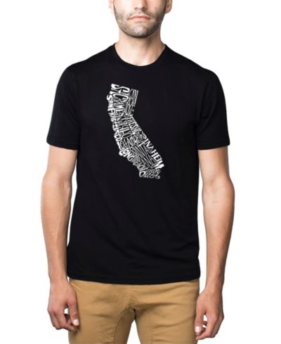 LA Pop Art Men's Cotton/Poly Blend Word Art T-Shirt - California State