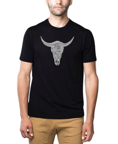 LA Pop Art Men's Cotton/Poly Blend Word Art T-Shirt - Cowskull Country Hits