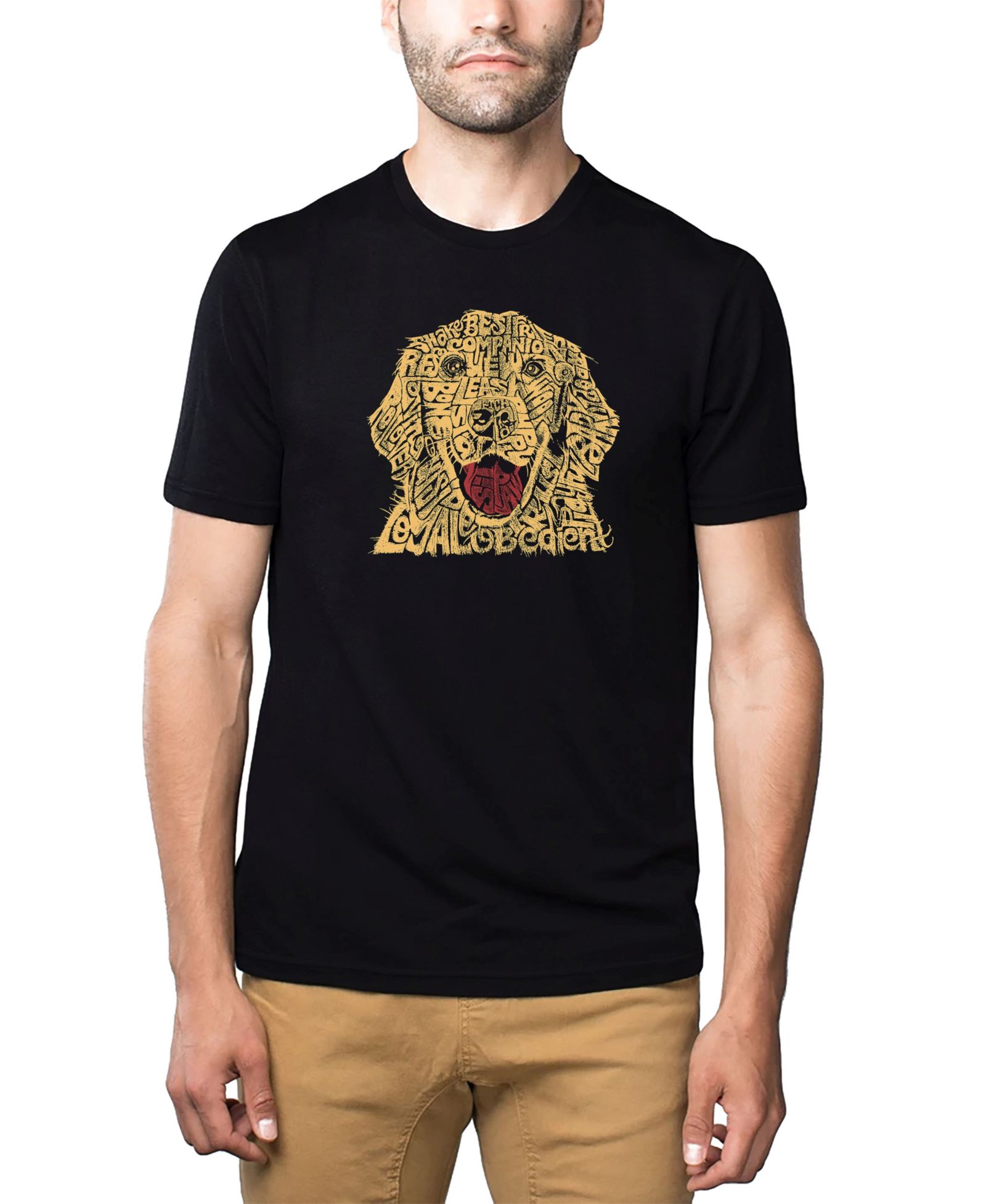 LA Pop Art Men's Cotton/Poly Blend Word Art T-Shirt - Dog