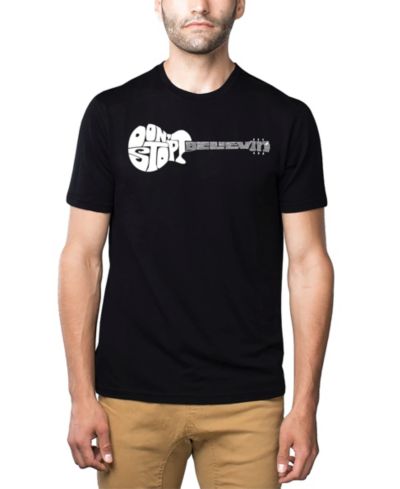 LA Pop Art Men's Cotton/Poly Blend Word Art T-Shirt - Don't Stop Believin' Guitar