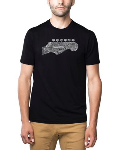 LA Pop Art Men's Cotton/Poly Blend Word Art T-Shirt - Guitar Head