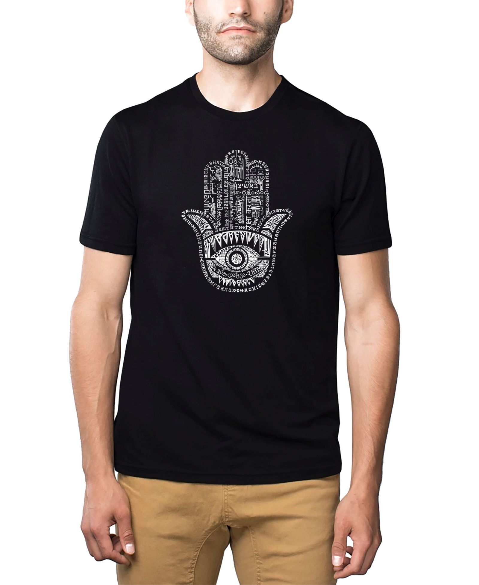 LA Pop Art Men's Cotton/Poly Blend Word Art T-Shirt - Hamsa