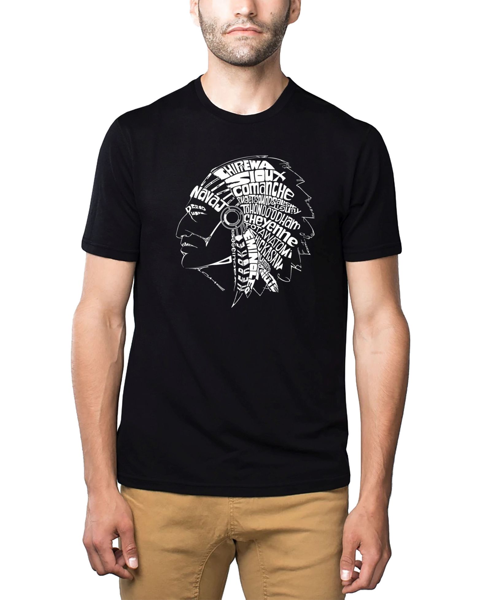 LA Pop Art Мужской Cotton/Poly Blend Word Art T-Shirt - Native American