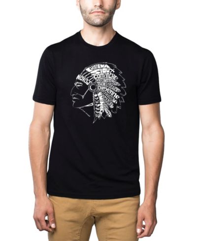 LA Pop Art Men's Cotton/Poly Blend Word Art T-Shirt - Native American