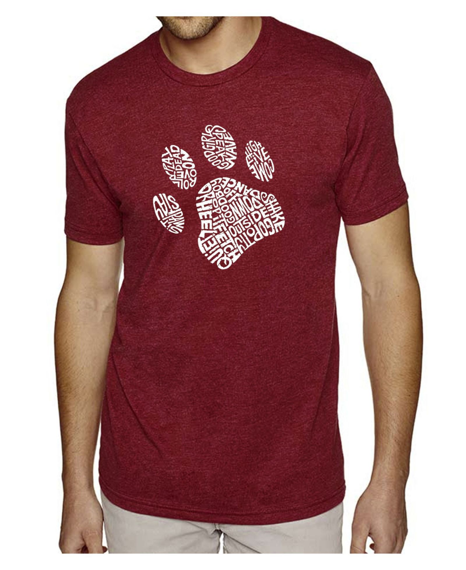 Мужская футболка LA Pop Art Word Art Dog Paw из смеси хлопка и полиэстера