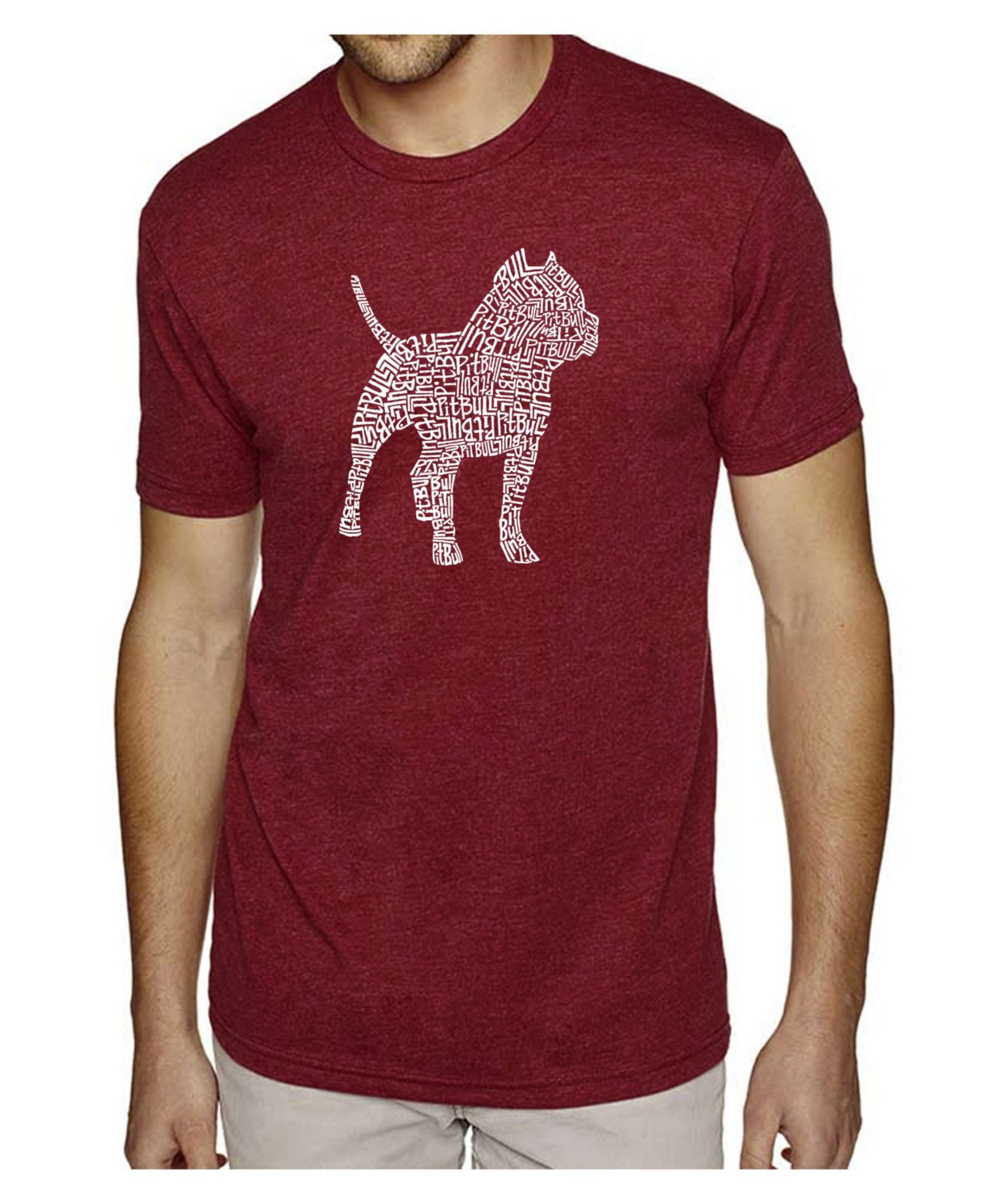 Футболка LA Pop Art Men's Cotton/Poly Blend Word Art - Pit bull