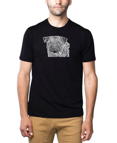 LA Pop Art Мужской Cotton/Poly Blend Word Art T-Shirt - Pug Face