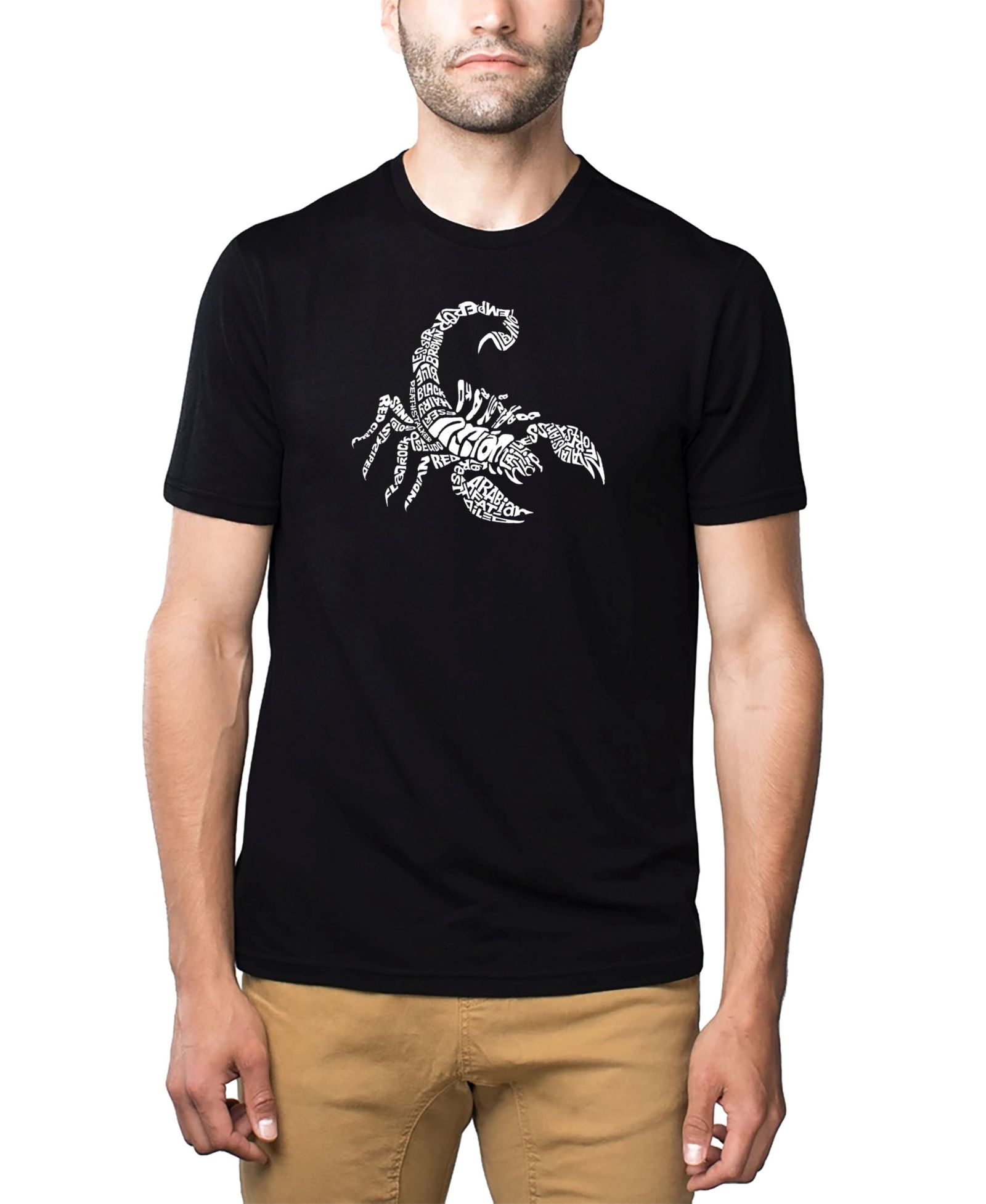 Мужская футболка LA Pop Art Types of Scorpions, хлопково-полиэстеровая смесь