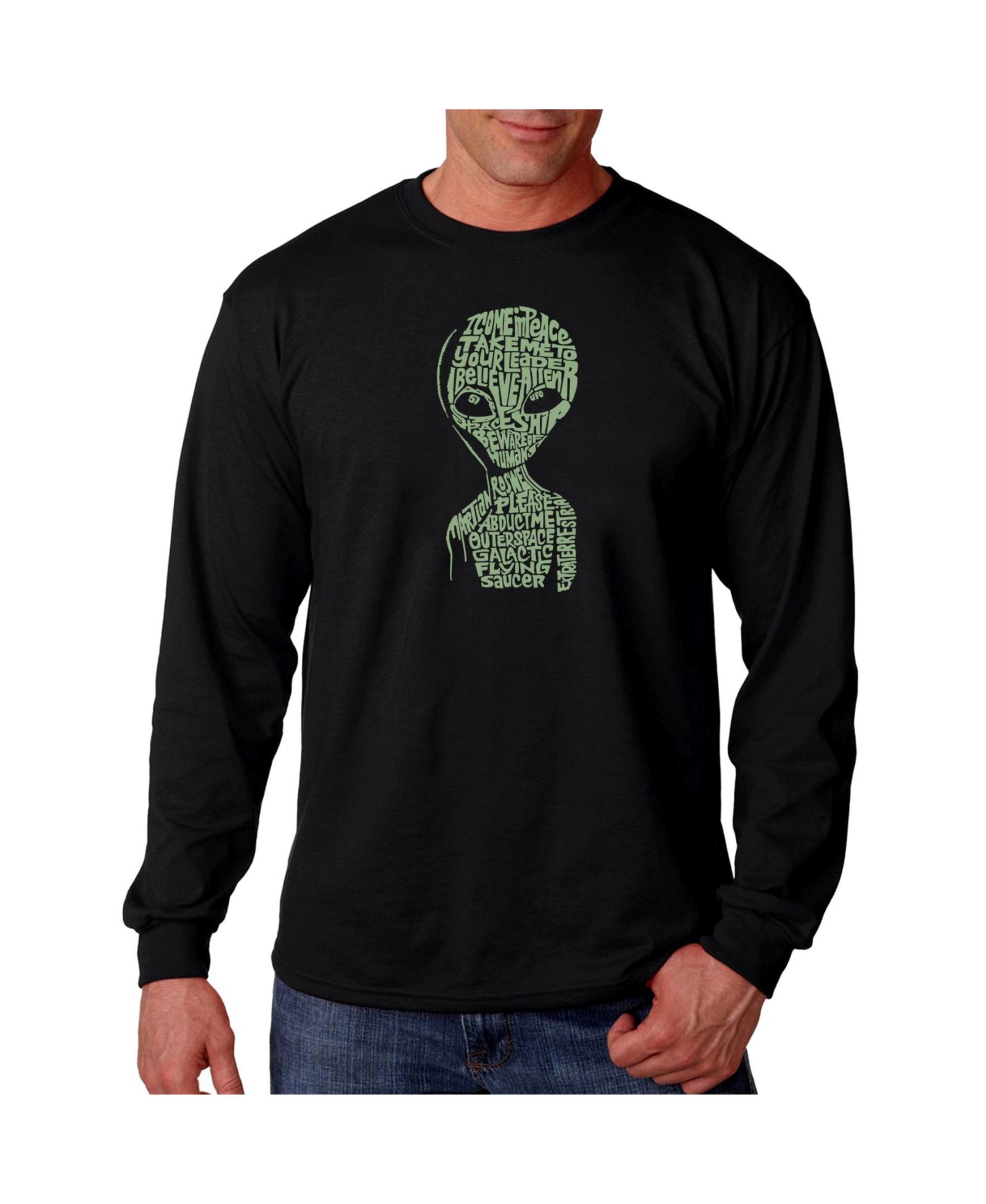 LA Pop Art Men's Word Art Long Sleeve T-Shirt- Area 51