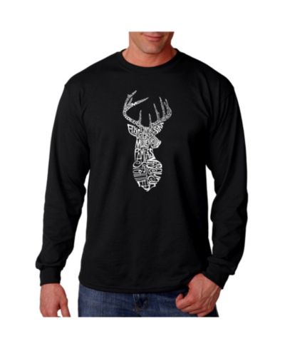 LA Pop Art Мужская футболка с длинным рукавом Word Art- Types of Deer