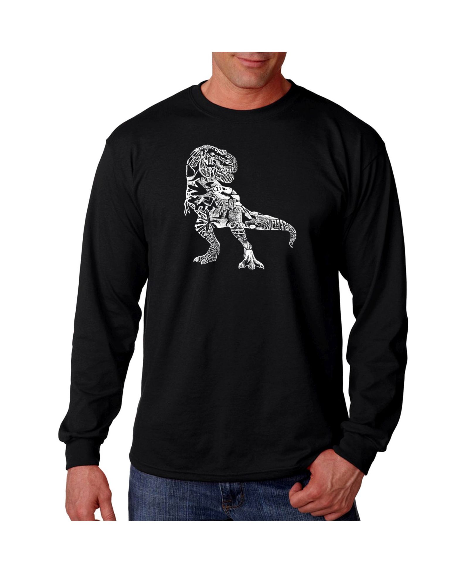 Мужская футболка LA Pop Art Word Art Long Sleeve T-Shirt Dinosaur