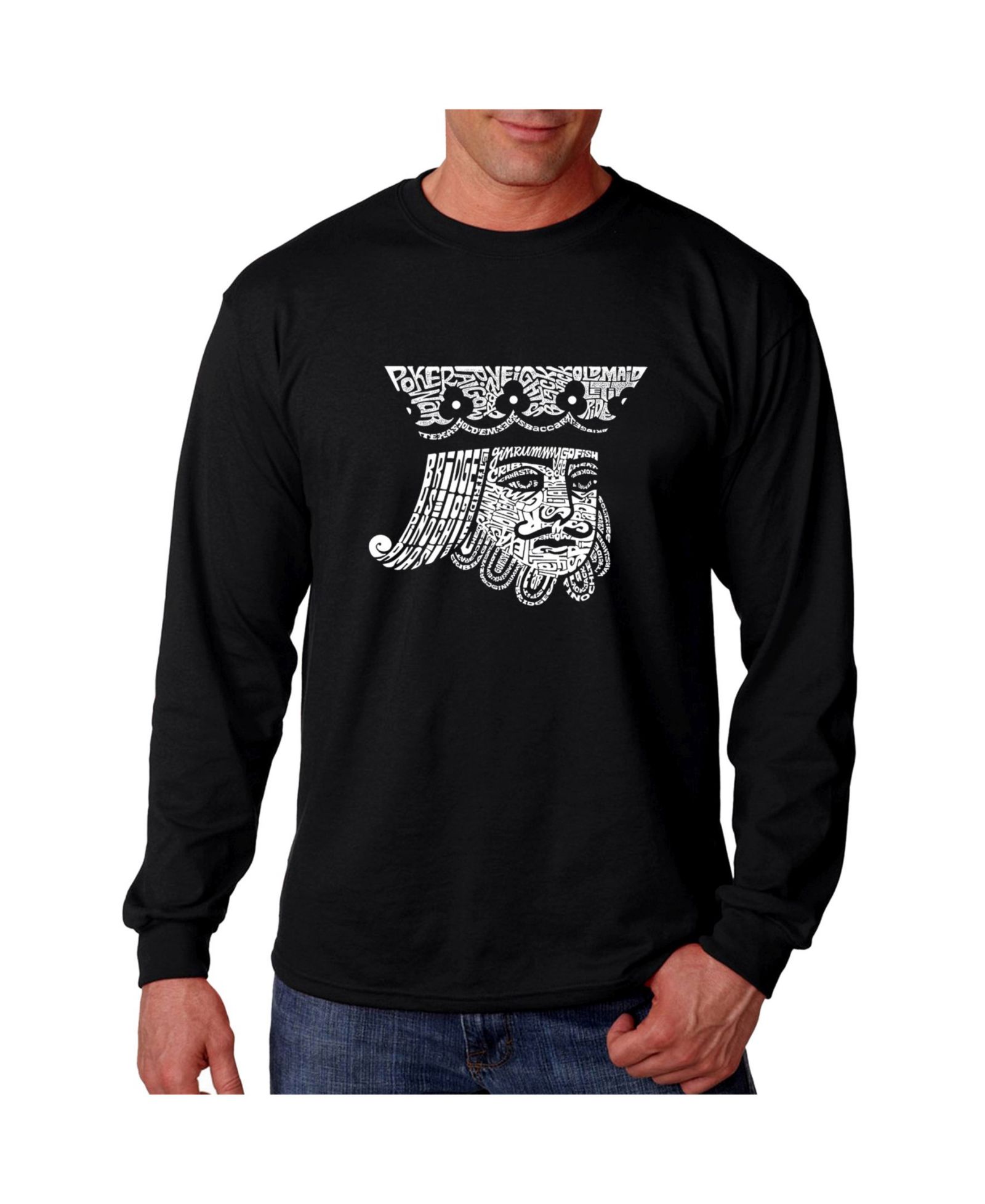 LA Pop Art Men's Word Art Long Sleeve T-Shirt - King of Spades