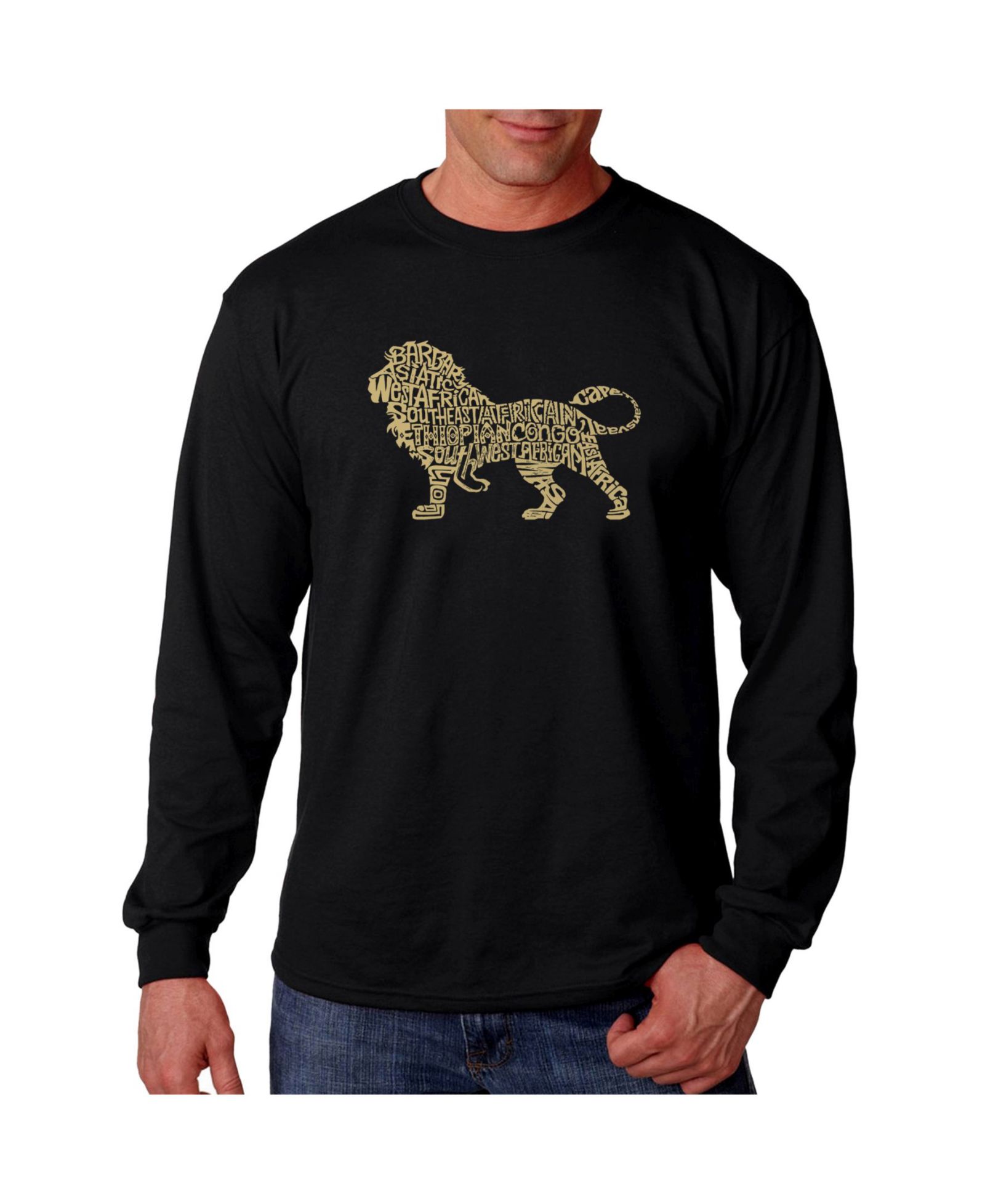 Мужская футболка LA Pop Art Word Art Long Sleeve Lion