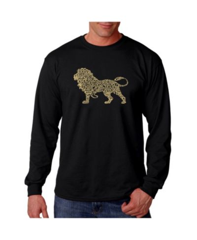 LA Pop Art Men's Word Art Long Sleeve T-Shirt- Lion