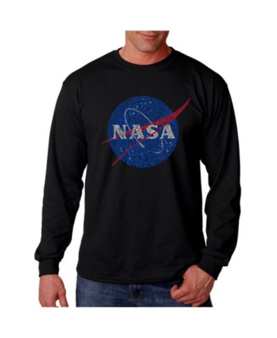 LA Pop Art Men's Word Art Long Sleeve T-Shirt- Nasa Meatball Logo