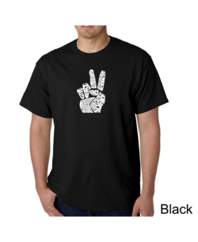 LA Pop Art Men's Word Art T-Shirt - Peace Fingers
