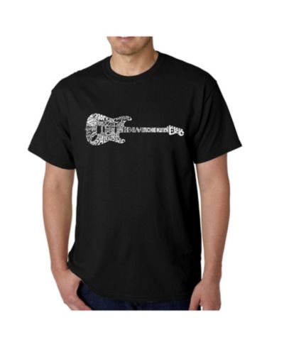 LA Pop Art Men's Word Art T-Shirt - Rock Guitar Body Word Art