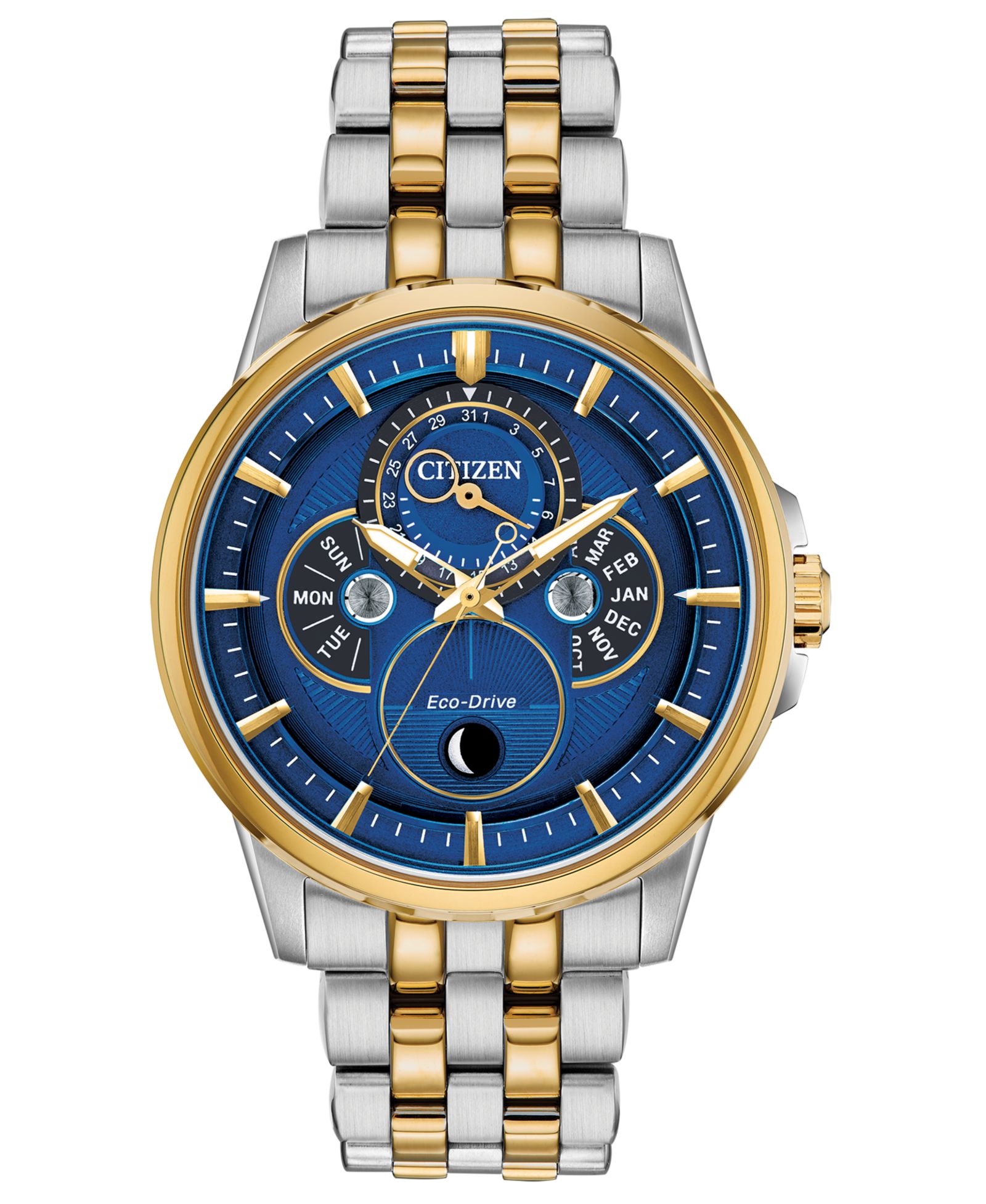 Мужские часы Citizen Eco-Drive Calendrier Two-Tone Stainless Steel, 44mm