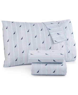 Nautica Audley Cotton Percale 4-Piece Sheet Set, Queen