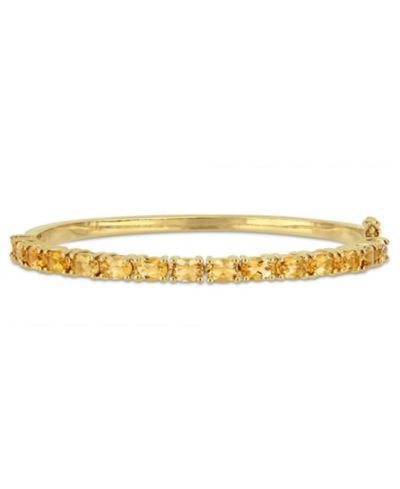 Браслет с цитрином огранки oval-cut (6-3/4 ct. t.w) из 18k желтого золота поверх стерлингового серебра