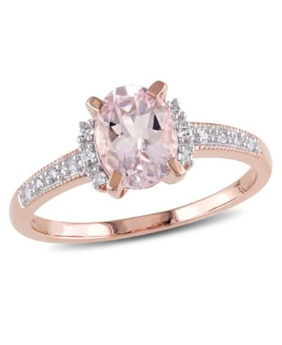 Morganite (1-1/7 ct. t.w.) and Diamond (1/20 ct. t.w.) Ring in 18k Rose Gold Over Sterling Silver (Also available in Aquamarine)