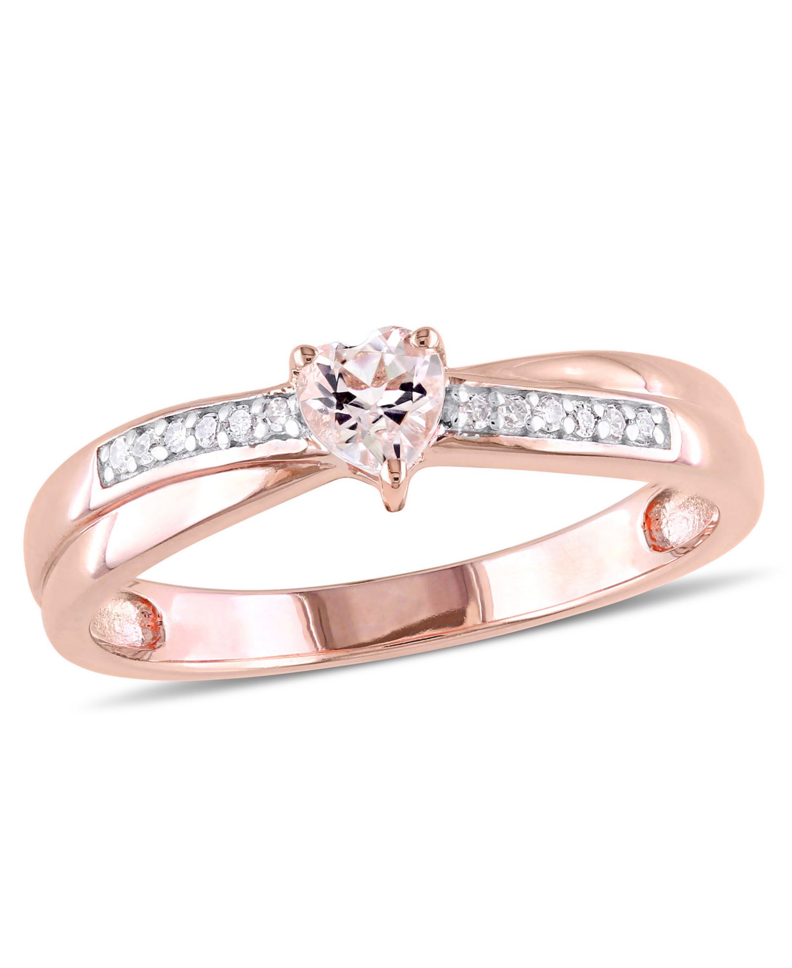 Кольцо с morganite (1/4 ct.t.w.) и diamond (1/20 ct. t.w.) в розовом золоте 18k Over Silver