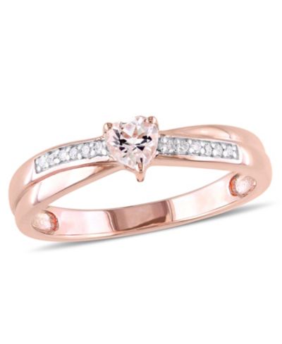 Кольцо с morganite (1/4 ct.t.w.) и diamond (1/20 ct. t.w.) в розовом золоте 18k Over Silver