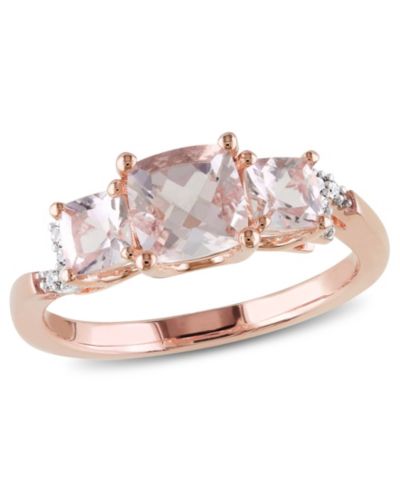 Macy's Кольцо с морганитом (1-2/5 ct. t.w.) и бриллиантами в розовом золоте поверх серебра
