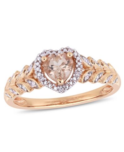 Кольцо Halo Heart с morganite и diamond в 10k Rose Gold
