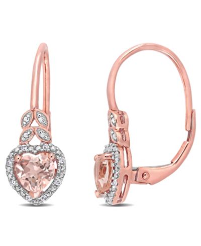 Серьги-серёжки с morganite (1 ct. t.w.) и бриллиантовым акцентом в 10k Rose Gold