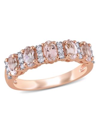 Полукольцо с морганитом и бриллиантом в розовом золоте 14k