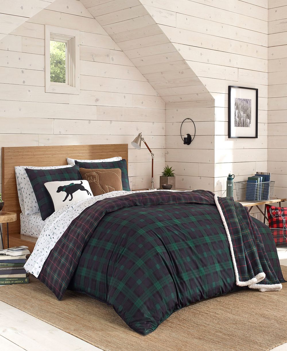 Eddie Bauer Woodland Tartan Green комплект пододеяльника, King