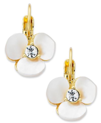 Серьги Kate Spade New York Gold-Tone Cream Disco Pansy Flower Leverback
