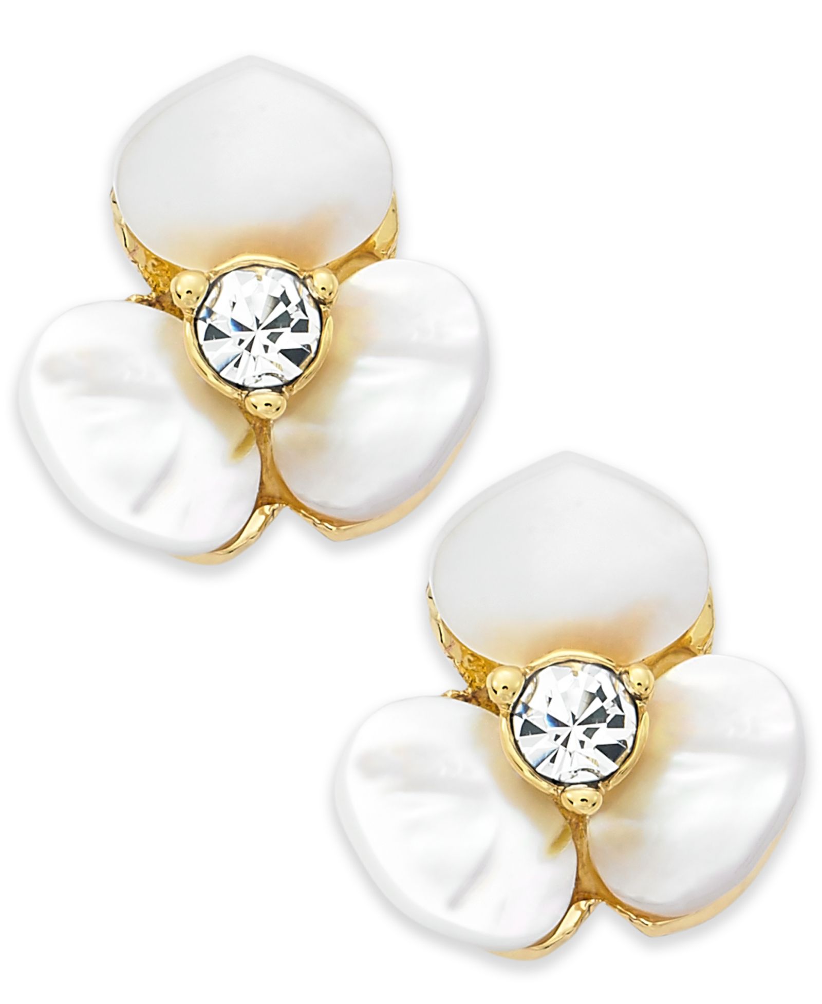 Kate Spade New York  Earrings, Gold-Tone Cream Disco Pansy Flower Stud Earrings