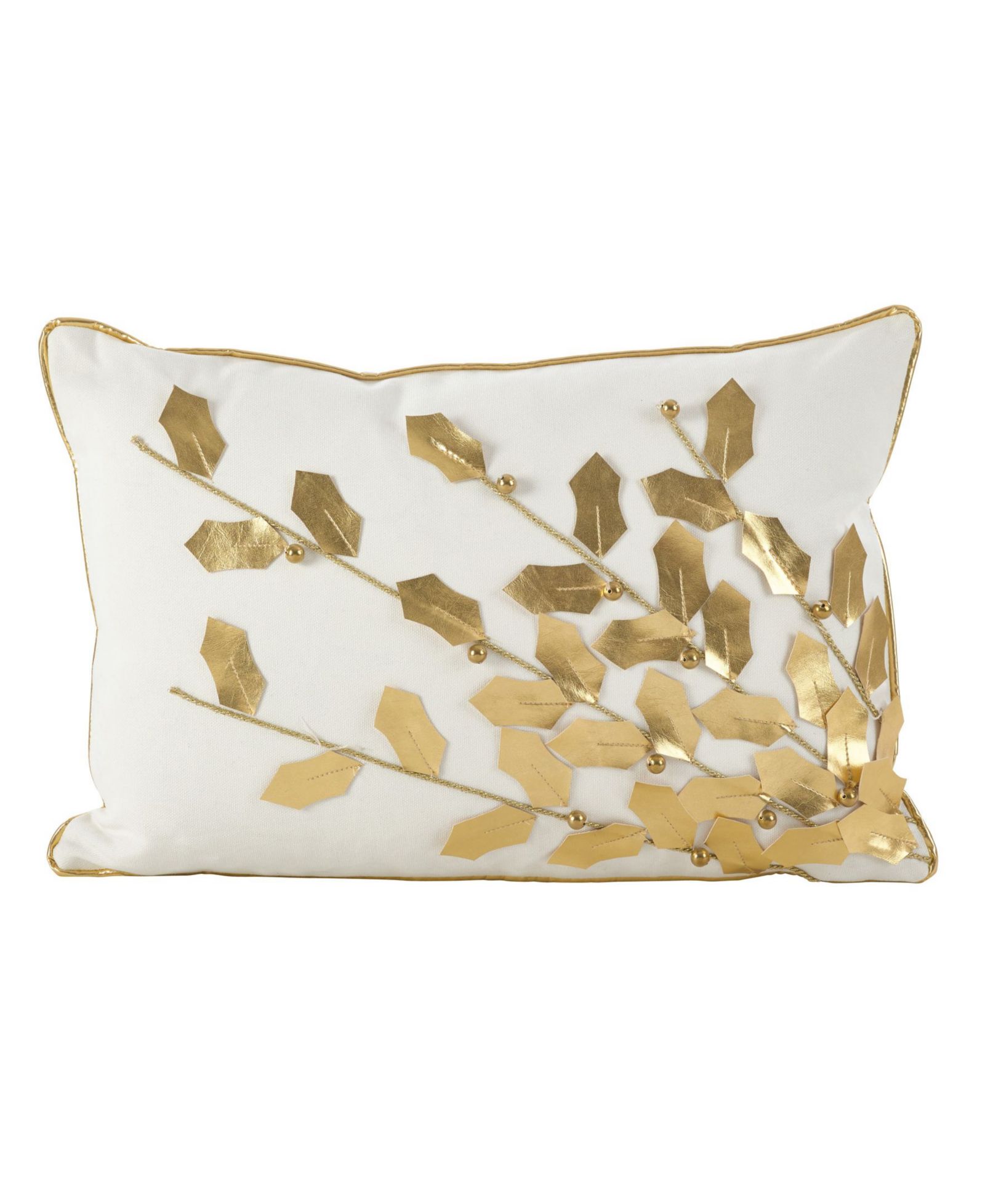 Декоративная хлопковая подушка Saro Lifestyle Metallic Poinsettia Branch 12" x 18"