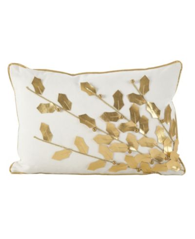 Декоративная хлопковая подушка Saro Lifestyle Metallic Poinsettia Branch 12" x 18"
